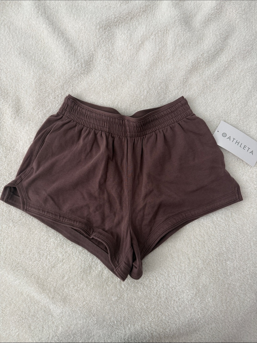 Athleta Women's Brown Ribbed Elastic Waist Lounge Shorts